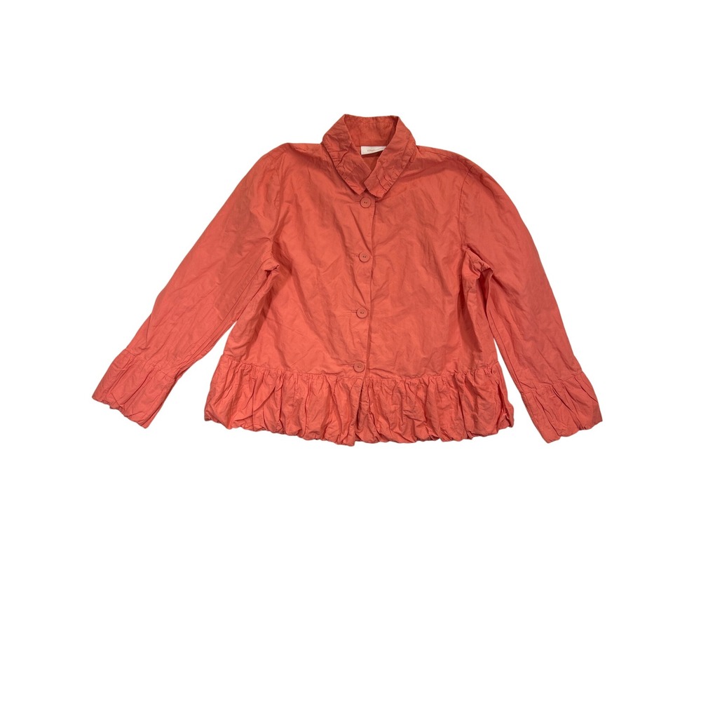 Chico's Jacket Womens 2 US 12/14 Coral Button Front Long Sleeve Lightweight